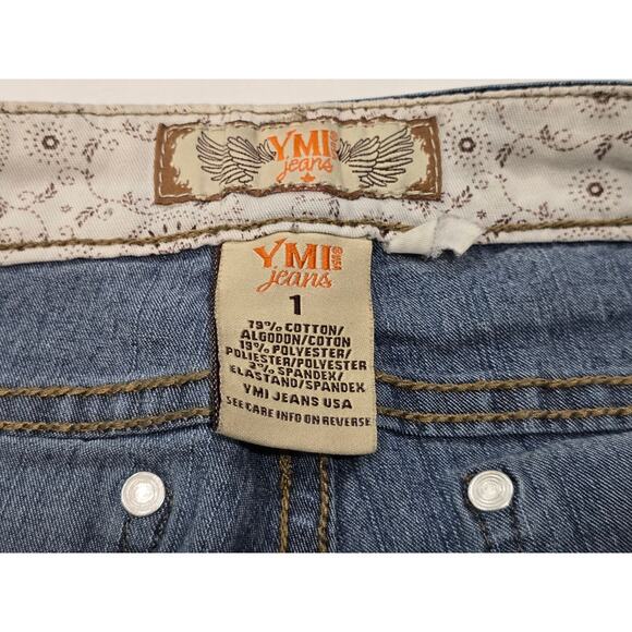 YMI Jeans Blue Light Washed Denim Jean Shorts Juniors Size 1 - Picture 3 of 7